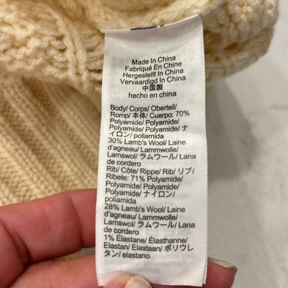 J.Crew Ruffleneck Cable Cardigan Sweater XXL White Cream BV351 Gold Buttons NWT - Picture 10 of 13